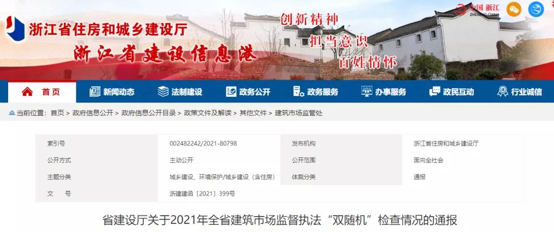 浙江：通報(bào)9個(gè)工程項(xiàng)目！涉嫌轉(zhuǎn)包違法分包.無證施工！